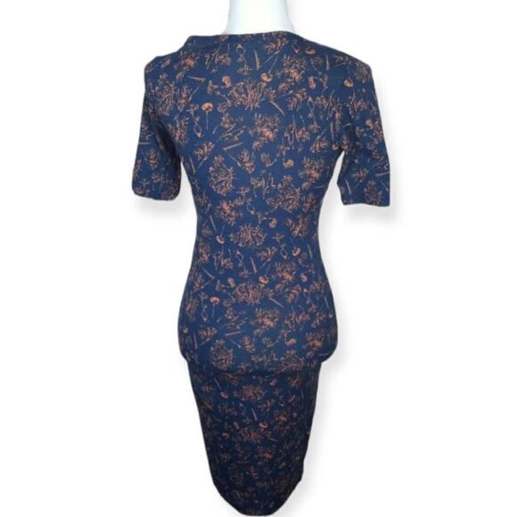 LULAROE NAVY & TAN FLORAL BODYCON DRESS SZ.XXS EUC. - Picture 5 of 7